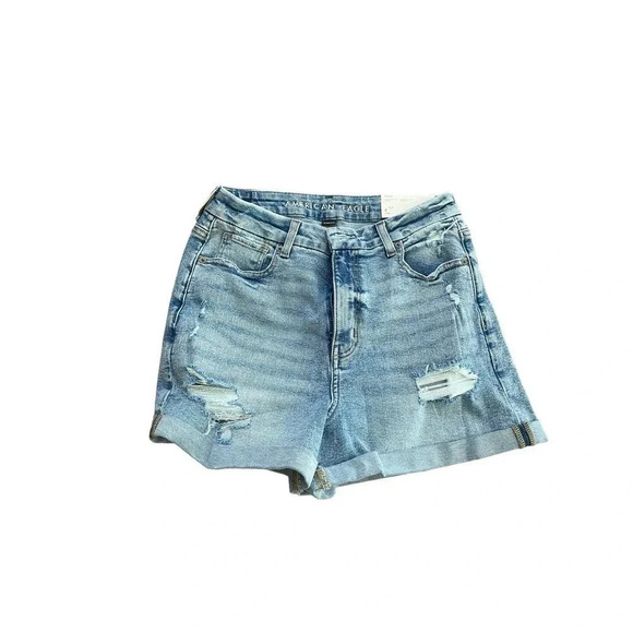 American Eagle Women Blue Curvy Mom Stretch Jeans Short Size 27W - Picture 1 of 3
